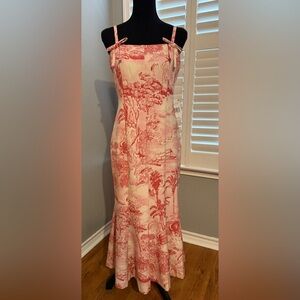 NWT Mestiza New York Calista Toile Printed Stretch Crepe Midi Fit & Flare Dress